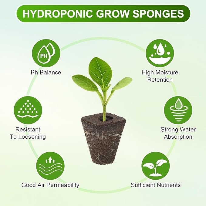M METERXITY 20-Pack Grow Sponges, 1.1x0.7x1.4 Inch Replacement Root Growth Sponges Seed Pods for Plant Rooting/Seed Germination/Hydroponic Gardens System Supplies, Starter Plug for Seeds
