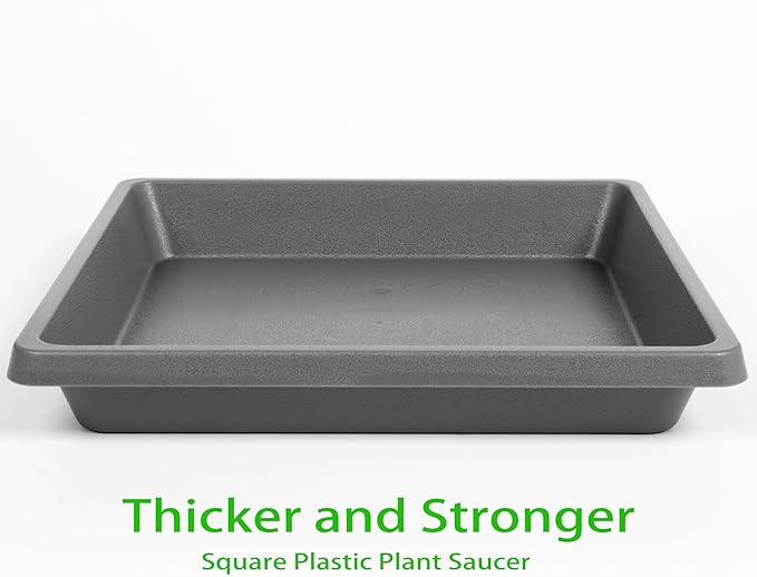 Square Plant Saucer 10 Inch 2 Pack, Plant Drip Trays and Flower Pot Saucers，Doubles Plant Water Catcher Tray, Plant Trays for Indoors No Holes, Plant Drainage Tray Saucers for Potted Plants