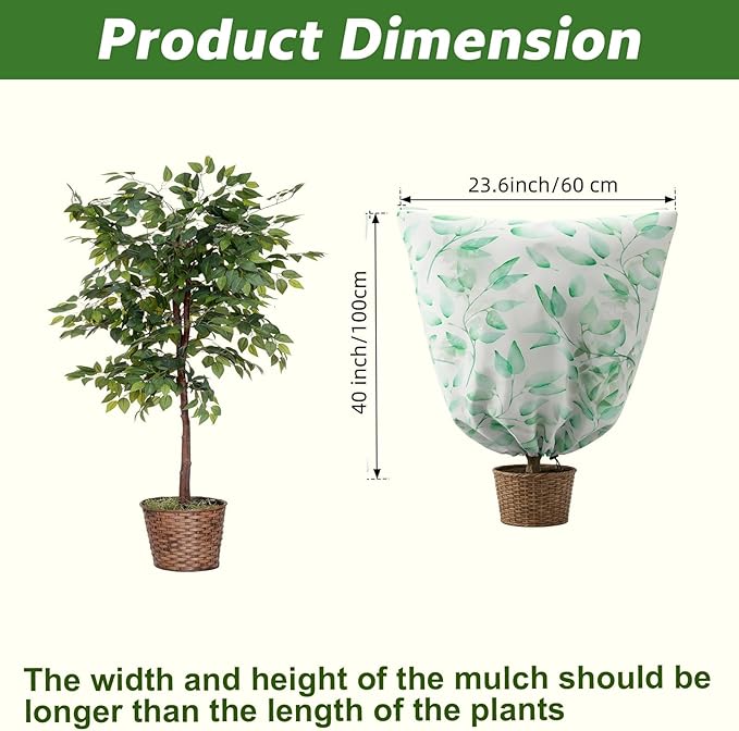 8 Pack Plant Covers Freeze Protection Winter Frost Covers with Zipper Drawstring Reusable Frost Cloth for Outdoor Winter Weather Shrubs Trees Jacket (23.6" X 40")
