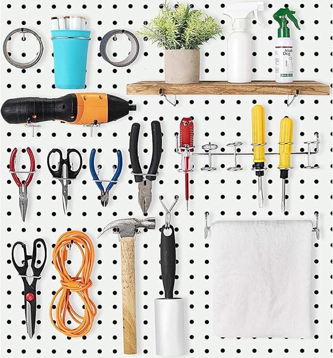 165pcs Metal Hanging Organizer Set, Waterproof Hooks and Storage Boxes for 1-inch Gutter Spacing, Tool Hanging Kit with Hammer, Brush, Drill, Screw for Garage, Warehouse, Garden Use