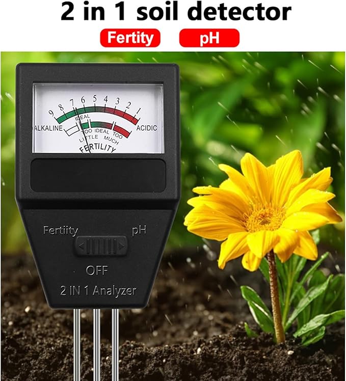 Soil PH Fertility Meter with 3 Probes for Garden Farm Lawn Outdoor & Indoor