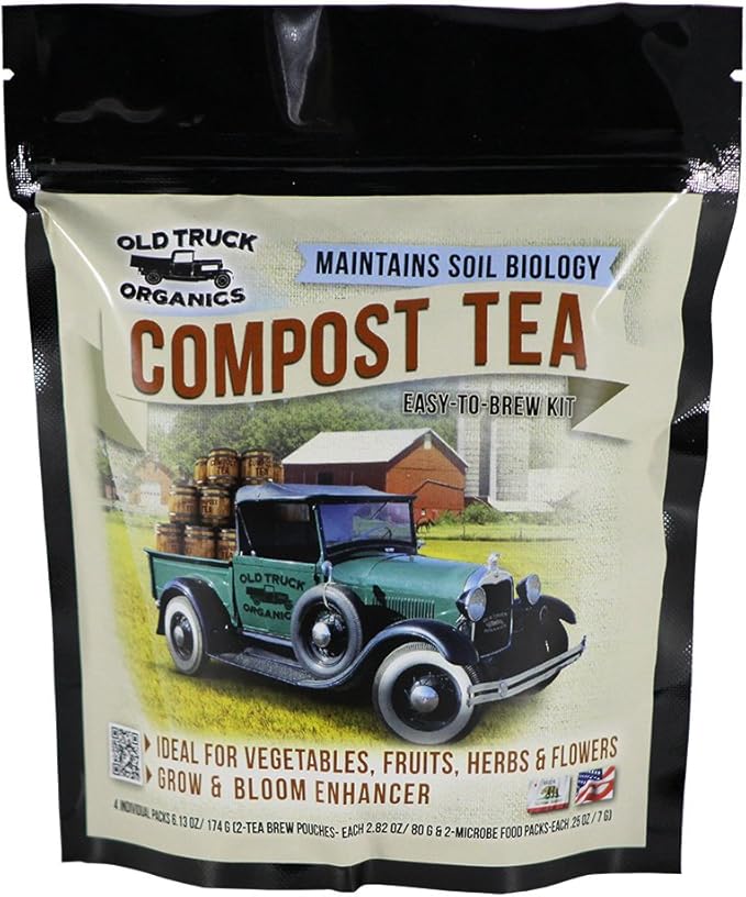 Compost Tea Easy-to-Brew Kit, 2 Tea Brew Pouches & 2 Microbe Food Packs