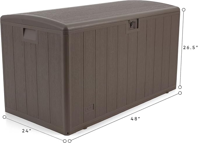 Plastic Development Group Outdoor Storage Deck Box, Standard Close, 105 Gallon, Driftwood