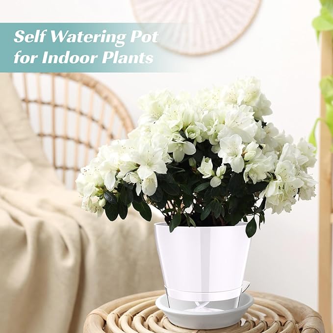 6 Pack 6 Inch Self Watering Plant Pot African Violet Pot Self Watering Planters Indoor Outdoor Flower Pots Planters with Visual Reservoir and Drainage Hole, Bright Colors