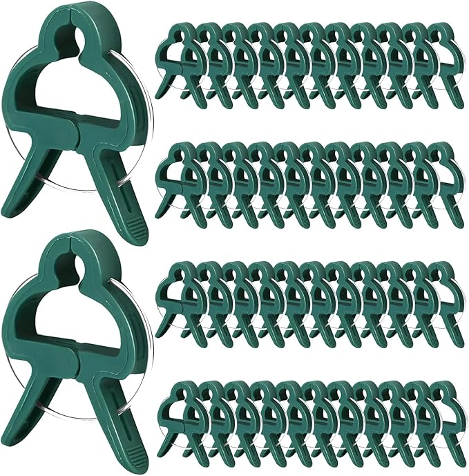 100PCS Tomato Clips Garden Plant Clips | Durable Green Grippers for Tomato Cages, Bamboo Stakes, Vines & Stems | Versatile Support, Training & Trellis Clip for Plant