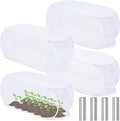 4 Pcs 39" x 18" x 16" Pop up Garden Rows Plants Cover Vegetable Mesh Plant Protector Net Cage Guard with Ground Nails for Protecting Vegetable Fruit Seedling from Animal (White)