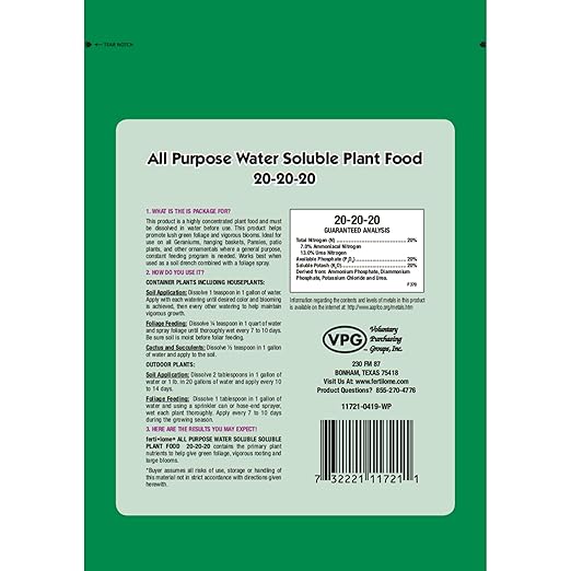 Fertilome (11728) All Purpose Water Soluble Plant Food 20-20-20 (8 oz)