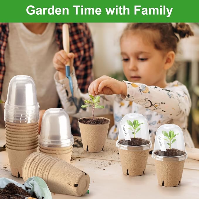 36 Set 3.15 Inch Peat Pots Plant Starters for Seedling with Humidity Dome,Herb Seed Starter Pots Kits, Garden Germination Nursery Pot wit 36 Plant Labels, 2 Transplant Tools.