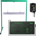 iPower 24W 2 Feet T5 Fluorescent Grow Light Stand Rack (6400k) and 10" x 20.5" Seedling Heat Mat and 40-108 Degrees Fahrenheit Digital Heat Mat Thermostat Controller Combo Set for Seed Germination