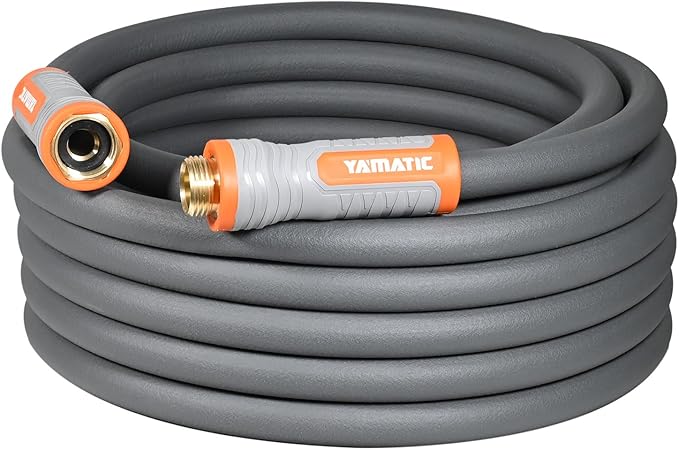 YAMATIC Short Garden Hose 5/8 in x 40 ft with Swivel Handle, Super Flexible Water Hose, All-weather, Lightweight, Burst 600 PSI, Gray