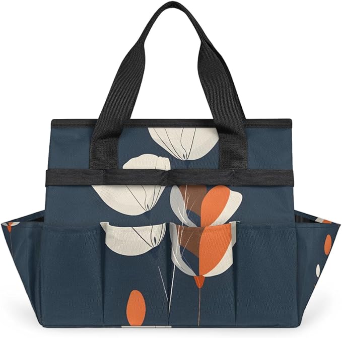 Garden Tool Bag Organizer Garden Tote Bag with Pockets Classic Poppy Tool Storage Organizer Gardening Tool Kit Holder 13" x 6.8" x 2.8"