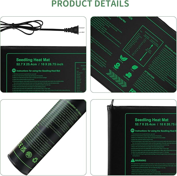 Seedling Heat mat | 2 Pack | Durable Waterproof | Heat Mats for Seed Starting,Seed Germination Heating Mat 10 x 20.75 Inch