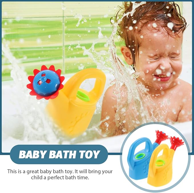 NUOBESTY 2 Pack Kids Watering Can Bath Toys, Mini Plastic Chicken Water Pot for Toddler Beach Sand Play & Garden, Baby Sensory Sprinkler Pail for Outdoor Pool Fun (Random Color)