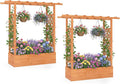 HAPPYGRILL Raised Garden Bed with Trellis & Hanging Roof, 45" Tall Wooden Planter Box with Drainage Holes, Outdoor Wood Elevated Garden Bed for Climbing Plants Vines Vegetables Flowers (Orange,2)