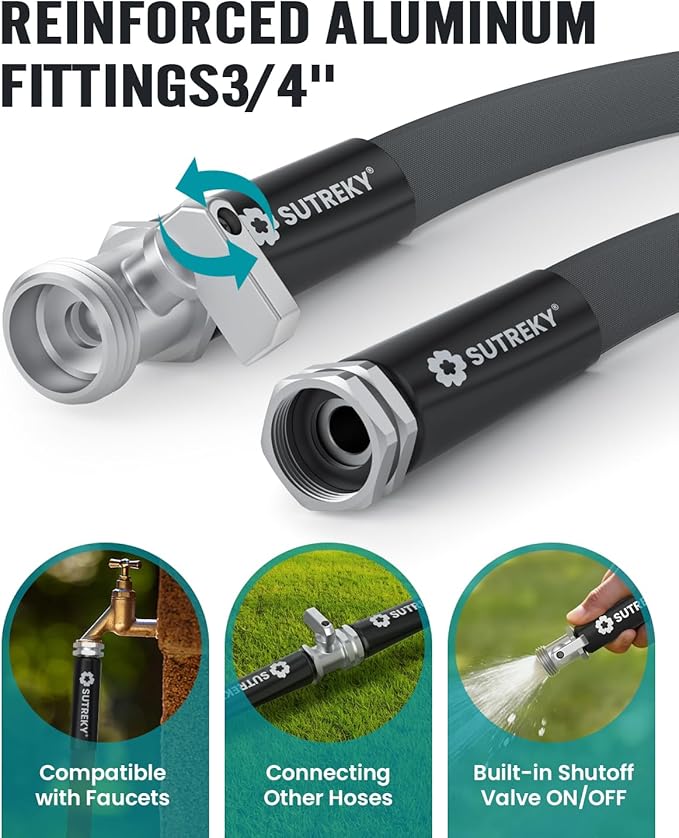 Garden Hose 50ft – Ultra-Light, Kink-Free, High-Pressure, Abrasion-Resistant, Durable, All-Weather, Eco-Friendly