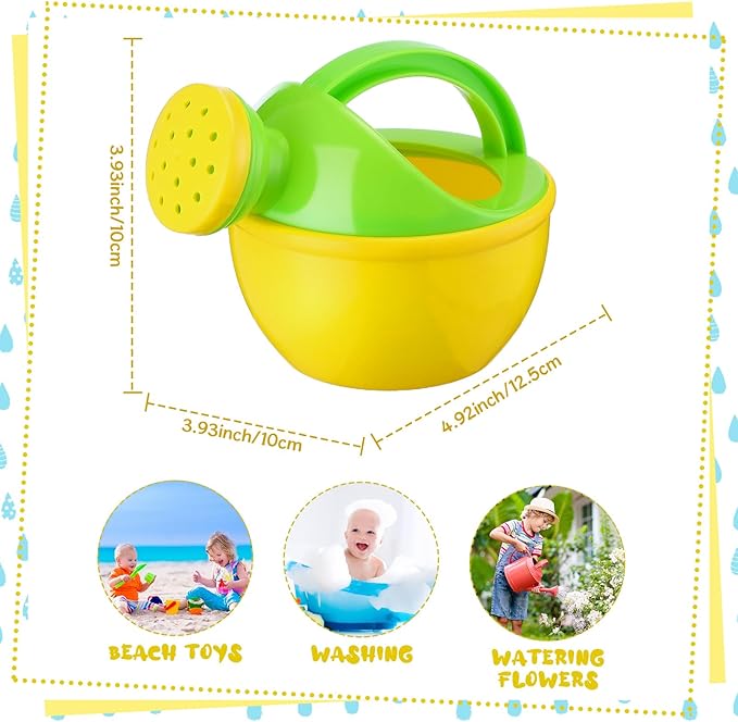 Sosation 12 Pieces Watering Can for Kids Bath Buckets Toys Play Sand Toys Plastic Small Watering Pot with Handles for Childrens Gardening Tools Beach Playing Sand(Vivid Style)