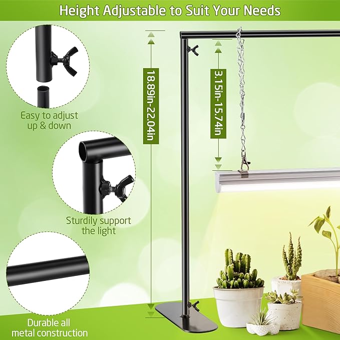 1 Pack Seedling Grow Light with Stand for Indoor Plants, 18W Full Spectrum LED Grow Lamp with Metal Stand, Height Adjustable Seedling Grow Light for Seed Starting, Germination, Hydroponic