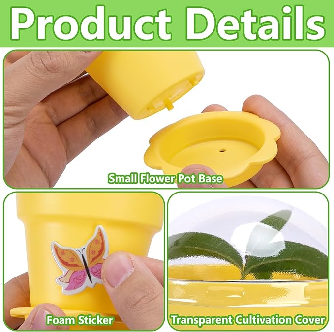 50 Packs Cupcake Plant Nursery Pots with Humidity Dome, Small Plastic Flower Plant Pots with 40 Sheet Stickers, Seeds Starter Pot Flower Planting Container for Seedlings Succulent Display (Mix Colors)