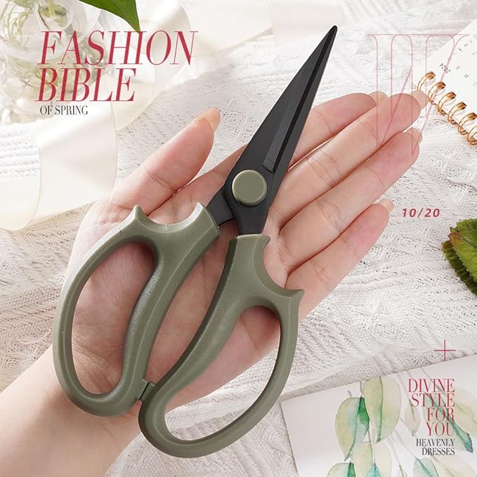 Garden Pruning Shears Scissors with Comfort Grip Handle, Premium Steel Professional Floral Scissors, Perfect for Arranging Flowers, Pruning, Trimming Plants, Gardening Tool (Pointed Green)