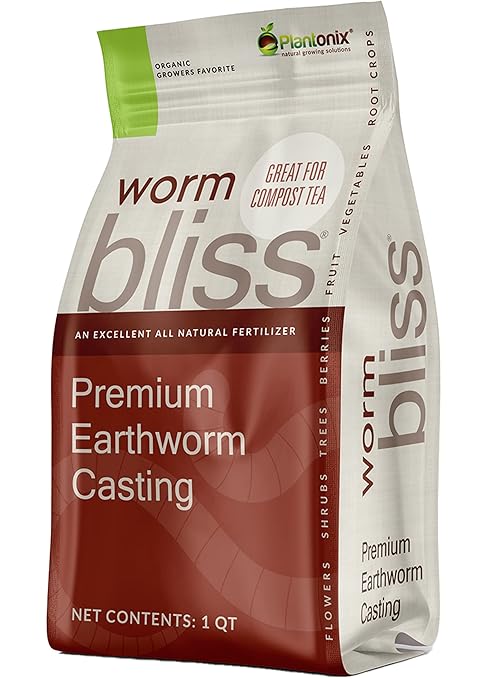 Worm Bliss (1 Qt) + Neem Bliss (1lb) + Kelp Bliss (1lb) - Organic Worm Castings for Plants - Neem Meal Fertilizer - Kelp Meal Fertilizer - Organic Fertilizers for Plants, Flowers, & Gardening