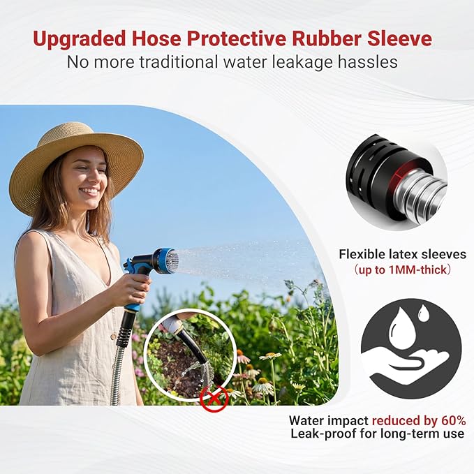 Lefree 75ft Metal Garden Hose - Heavy Duty 304 Stainless Steel Flexible Water Hose, No Kinks & Leak-Proof with Upgraded Handle, 10-Function Spray Nozzle for Yard, Garden, Pet Bath, Outdoor Cleaning