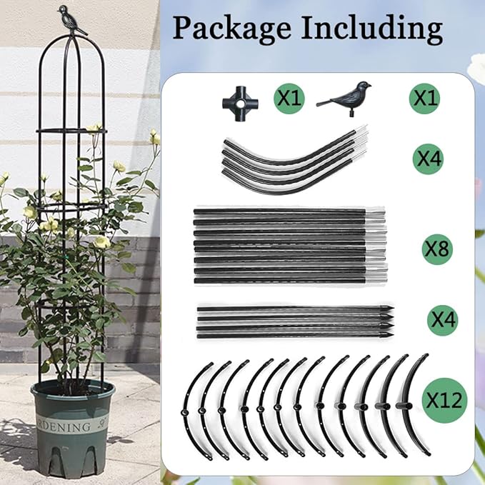 Garden Trellis,2 Pack Tomato Cage for Climbing Plants Outdoor, Plants Trellis Support for Climbing Vines, Plant Support for Vegetables, Plant Flower Trellises for Clematis Jasmine Outdoor Indoor
