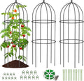 SUNYRISY 3 Pack Metal Plant Support Cage for Tomato Peony Cucumber, 47.2in H Garden Arch Obelisk Trellis for Climbing Plants Supports Outdoor for Vine Vegetables Flowers, Black
