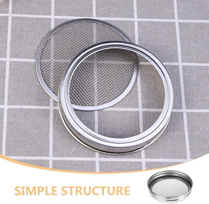 LIFKOME 3pcs Stainless Steel Sprouting Jar Mesh Lids for Wide Mouth 70mm Mason Jars, Seed Germination Covers with Filter Screen, Versatile Kitchen Canning Accessories for Home Sprout