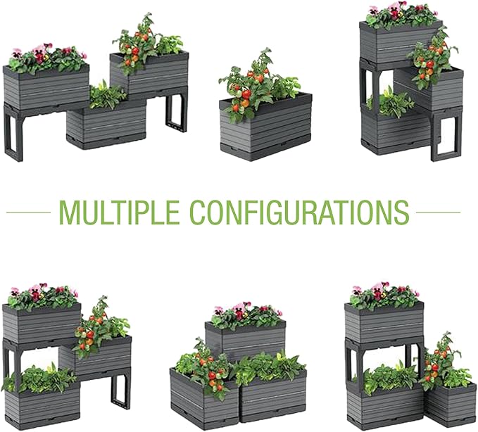 Southern Patio FlexSpace 5-pc. Modular Raised Garden with 3 Collapsible Planter Boxes & 2 Legs