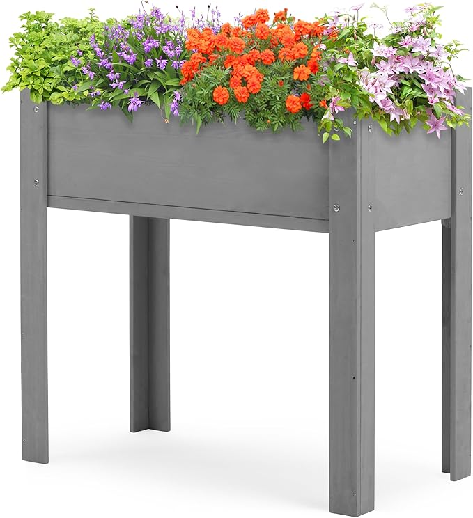 31x16x31 inch Raised Garden Bed with Legs, Elevated Wooden Planter Box for Outdoor Plants Flowers Fruits Vegetable Herb Growing