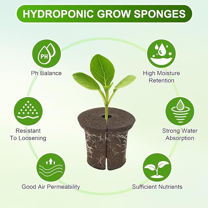 M METERXITY 10-Pack Grow Sponges, 2.2x1.6x1.9 Inch Replacement Root Growth Sponges Seed Pods for Plant Rooting/Seed Germination/Hydroponic Gardens System Supplies, Starter Plug for Seeds