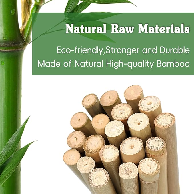 Plant Stakes,20Pcs Bamboo Stakes,18 Inches Natural Bamboo Plant Support Stakes,Bamboo Stakes for Indoor and Outdoor Plants Tomatoes Beans Flowers Potted Plants Climbing Support