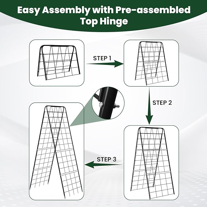 A-Frame Cucumber Trellis for Raised Bed, 50"x 16" Adjustable Heavy Duty Metal Garden Trellis for Climbing Plants Outdoor, Plant Support for Tomatoes Pea Bean Grape Vining Vegetables (1 Pack)
