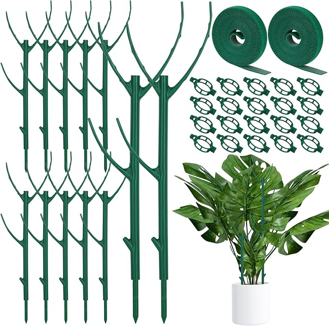 12 Pack Monstera Plant Support, Stackable Plant Supports for Indoor Plants, Pothos Plant Climber Pole, Adjustable Stakes for Indoor Plants Training & Vertical Growth Support Stakes