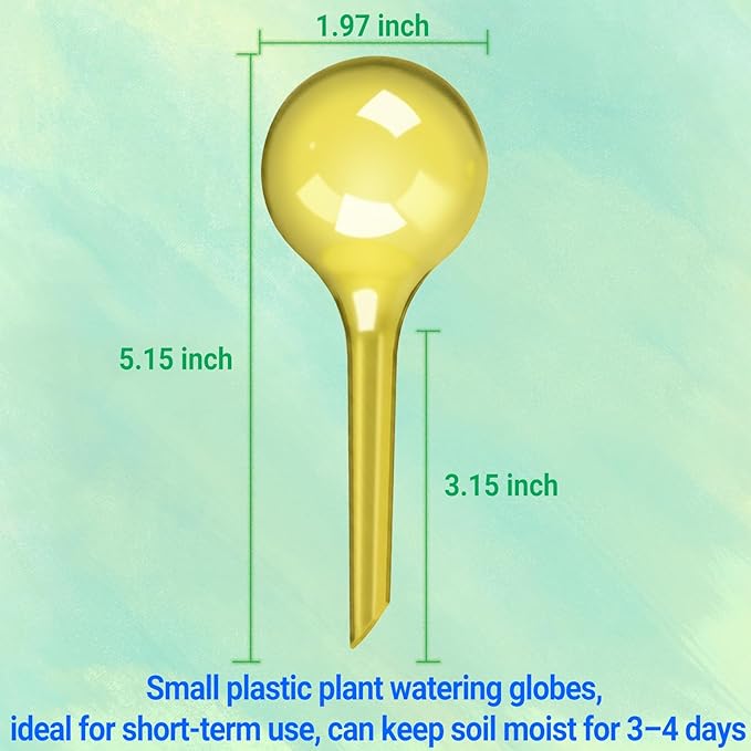 2 Pack Small Self-Plant Watering Globes – Automatic Plant Waterer Bulbs, Plant Watering System for Indoor and Outdoor Potted Houseplants, Plant Watering Devices（Yellow Small）