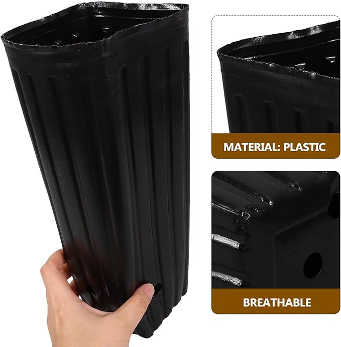 Sewroro 30 Pcs Plant Grow Bags Plastic Thickened Nursery Seedling Bags Gardening Planting Containers for Trees and Flowers