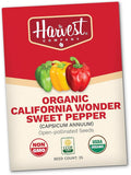 The Harvest Company Organic California Wonder Sweet Pepper Seeds – USDA & CCOF Certified Organic, Non-GMO, Open-Pollinated Pepper Seeds for Indoor & Outdoor Gardening