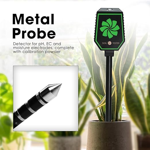 8-in-1 Soil Moisture Meter Digital pH EC Salt Fertility Moisture Temperature Sunlight Air Humidity Soil Tester, Bluetooth Soil pH Tester Soil Test Meter with App Monitor for Garden Nutrients