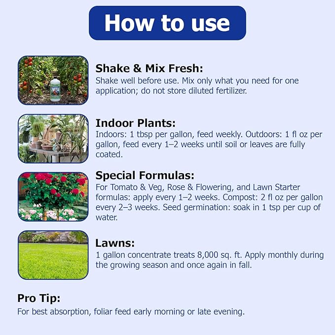 Neptune’s Harvest Seaweed Plant Food (0-0-1) - 32oz Bottle - Multi-Purpose Seaweed Organic Liquid Fertilizer - Indoor & Outdoor Plant Fertilizer for Lawns, Gardens, Vegetables, & Flowers