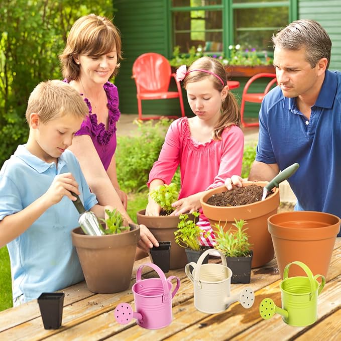 DOITOOL Metal Watering Cans, 5Pcs Kids Gardening Water Pots, Iron Watering Can Garden Watering Bucket for Gardening Plants Flower (Mixed Style)
