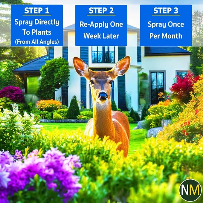 Nature’s Mace Deer and Rabbit MACE, Deer Repellent Spray For Plants, 40oz Ready-To-Use, Deer Deterrent, For Home & Garden, Protect Plants Fast, Keep Deer Out, Safe Around People, Pets, Plants, Produce