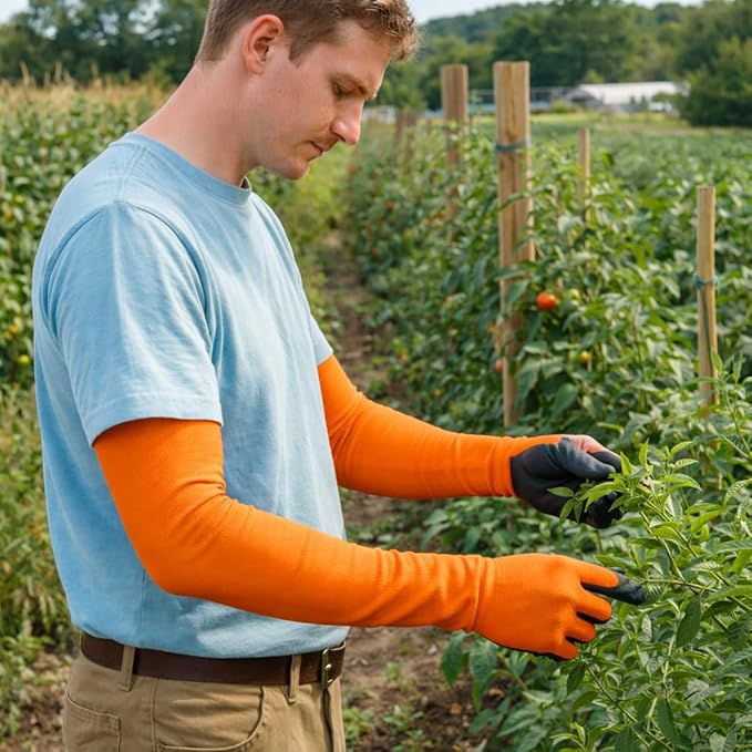Long Sleeve Gardening Gloves Protection Sleeves No-Slip Grip, Durable Long Garden Gloves Flexible Sleeves, Women/Men