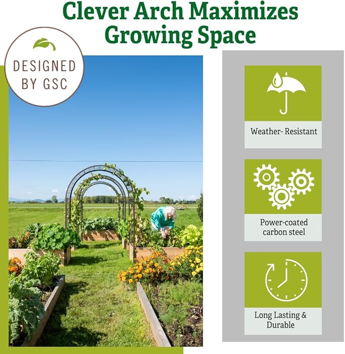 Gardener’s Supply Company Arch Trellis | Garden Arbor fits 2' x 4' Elevated Planter Boxes for Climbing Plants, Vegetables and Flowers | Decorative Outdoor Gardening Landscape