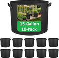 15-Gallon Grow Bags, (10 Pack) Thickened Aeration Fabric Growing Pots Planters with Handles for Planting Vegetables Plants, Black