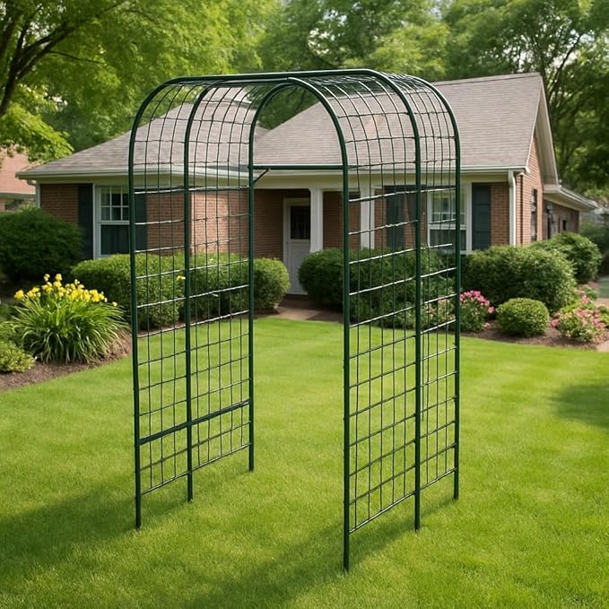 Metal Garden Arch Trellis, 7.3Ft Black for Raised Beds, Plant Support for Cucumbers & Climbing Vegetables