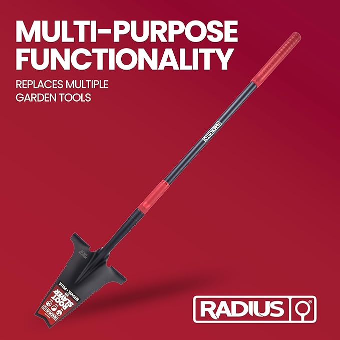 Root Slayer RS225, Long Handle Serrated Shovel Spade, Black