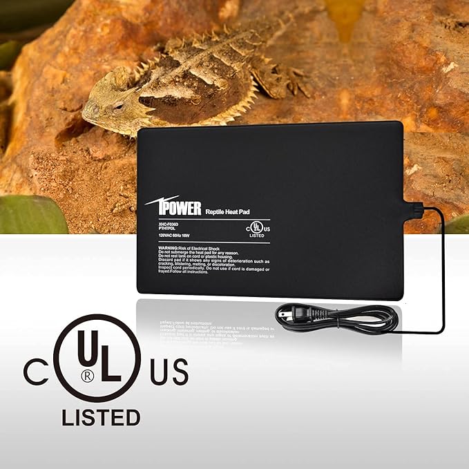 iPower Reptile Heat Pad Under Tank Terrarium Warmer Heating Mat for Turtle, Lizard, Frog, Snake, Reptile, and Other Small Animals, 8X12 Inch, 16W, 2 Pack