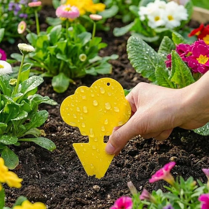 100 Pcs Sticky Traps for Fungus Gnat (Plants), Fruit Fly, Whitefly, and Fly, Yellow Sticky Insect Catcher Traps for Indoor/Outdoor, Kitchen, and Plants, High-End Glue, Non-Toxic, Yellow