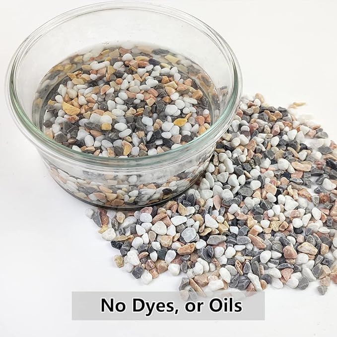 YISZM 2LB Succulent and Cactus Gravel Pebbles, 1/5 Inch Natural Decorative Polished Stones, River Rocks for Vases, Aquariums, Terrarium and Outdoor Gardening, Mixed Color