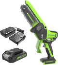 Greenworks 24V 6in BL Pruning Saw w/Auto Oiler, (1) 2.0Ah Battery & 2A Adapter Charger for Tree Trimming and Pruning